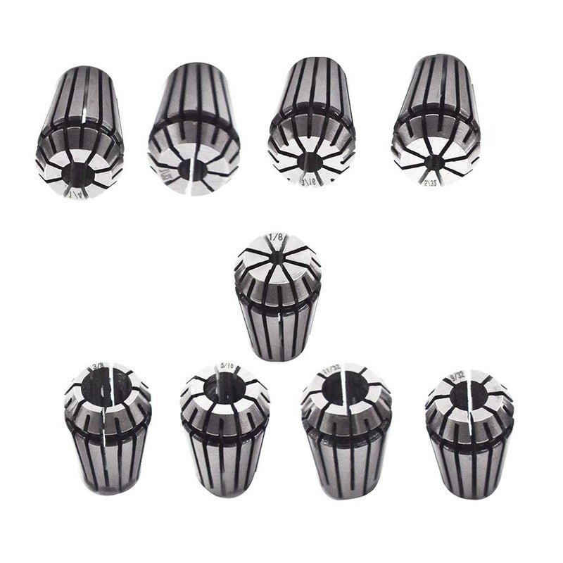 findmall 9pcs ER16 Spring Collet Set 1/8-3/8" CNC Milling Lathe Tool Engraving Machine 1/8" 5/32" 3/16" 7/32" 1/4" 9/32" 5/16" 11/32" 3/8 - Image 1
